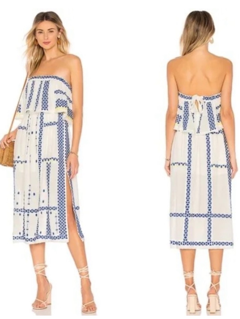 Free People embroidered strapless midi dress coverup